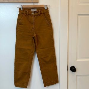 Everlane Women's High-Waisted Pants in Mustard Brown